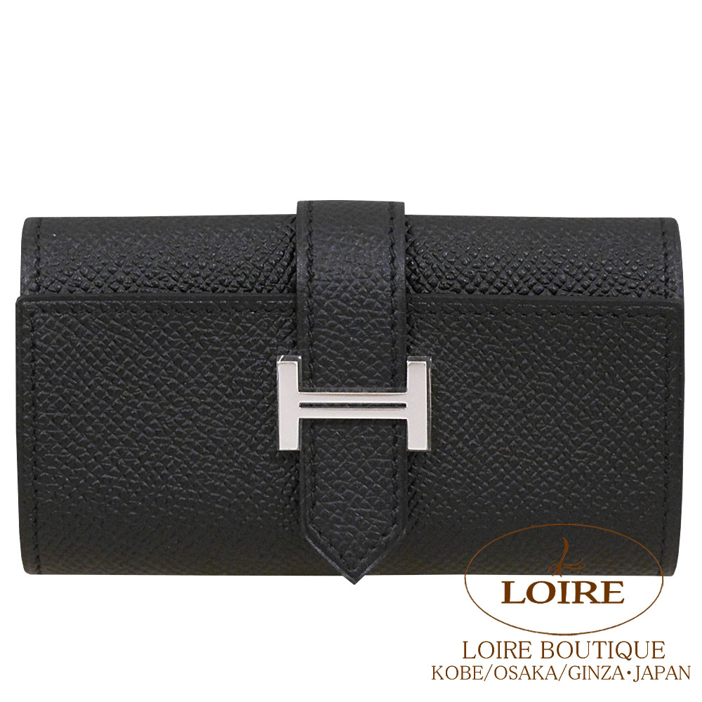 エルメス<br>ベアン キーケース 4連<br>クロ<br>エプソン<br>シルバー金具