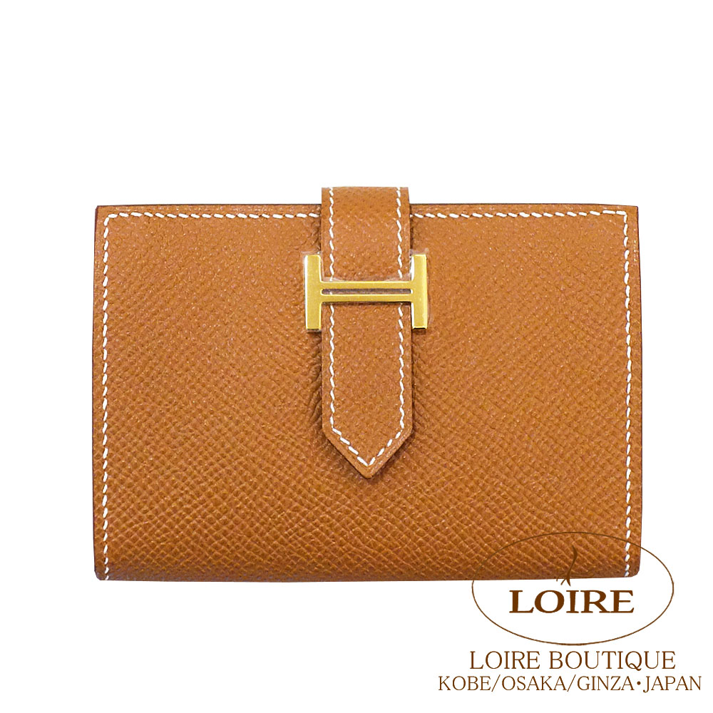 エルメス<br>ベアン カードケース<br>ゴールド<br>エプソン<br>ゴールド金具