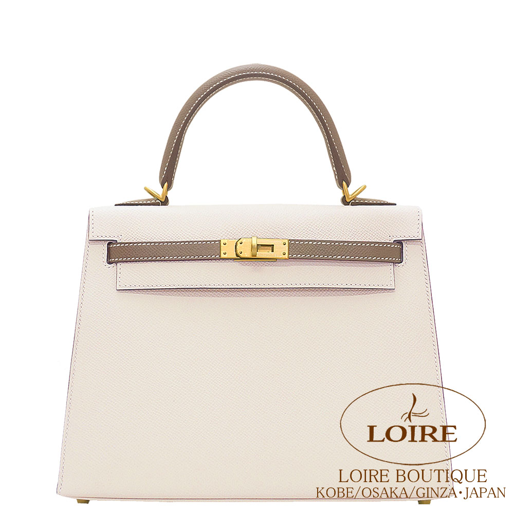 エルメス<br>ケリー 25cm 外縫い<br>パーソナル<br>クレ×エトゥープ<br>エプソン<br>マットゴールド金具