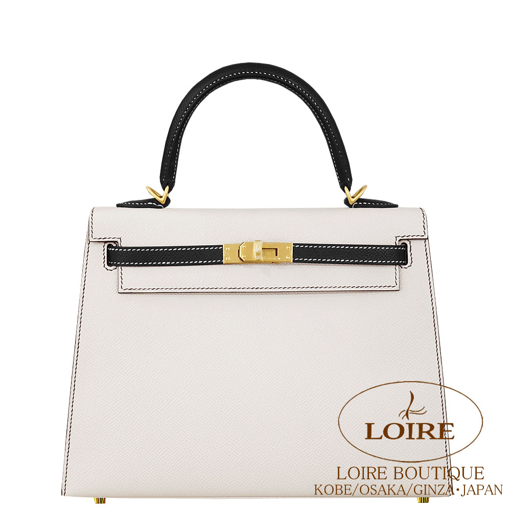 エルメス<br>ケリー 25cm 外縫い<br>パーソナル<br>クレ×クロ(クロ×シロステッチ)<br>エプソン<br>マットゴールド金具