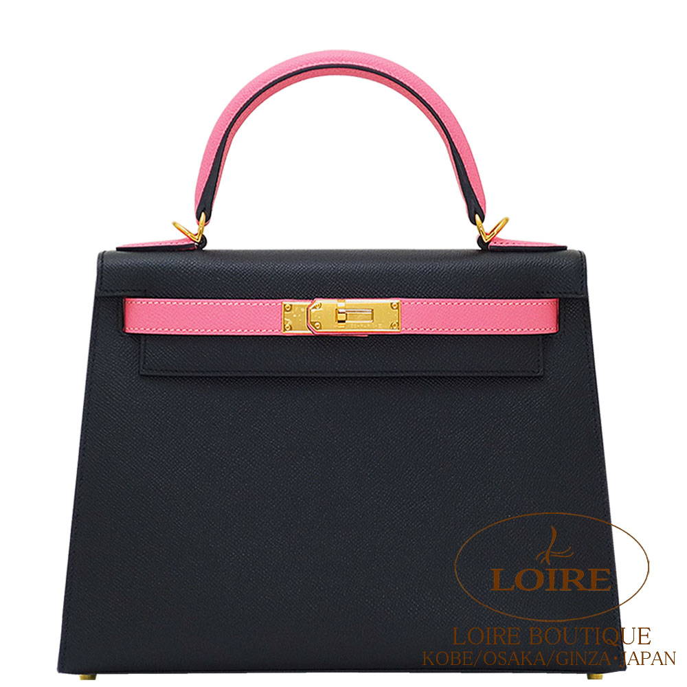 エルメス<br>ケリー 28cm 外縫い<br>パーソナル<br>クロ×ローズアザレ<br>エプソン<br>ゴールド金具