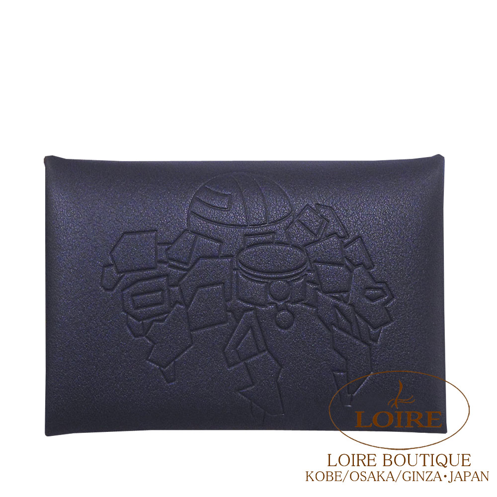 エルメス<br>カルヴィ カードケース<br>ロボット<br>ブルーインディゴ<br>スイフト<br>シルバー金具