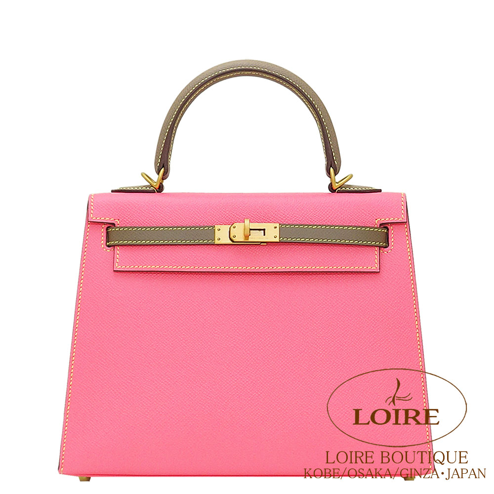 エルメス<br>ケリー 25cm 外縫い<br>パーソナル<br>ローズアザレ×エトゥープ(ミモザステッチ)<br>エプソン<br>マットゴールド金具