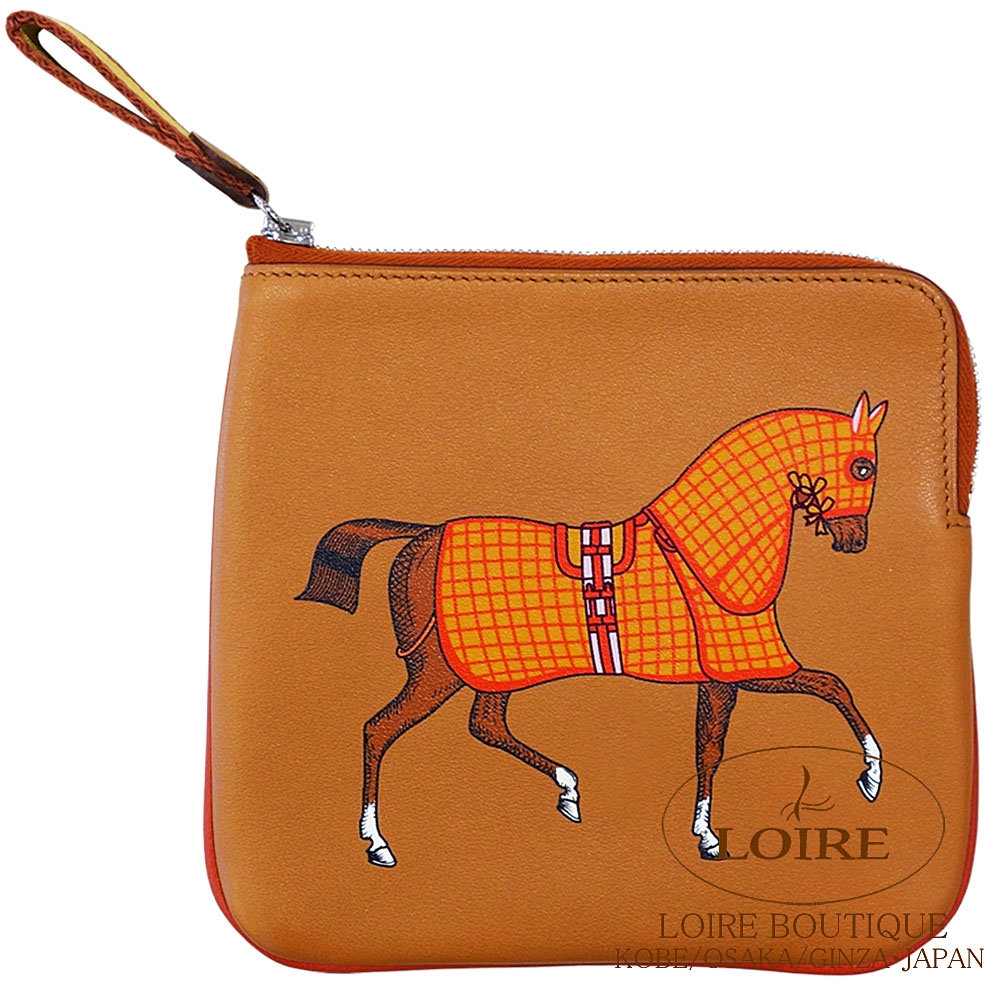 エルメス<br>カレ・ポケット ポーチ<br> ゴールド×ジョーヌアンブル<br>スイフト<br>シルバー金具