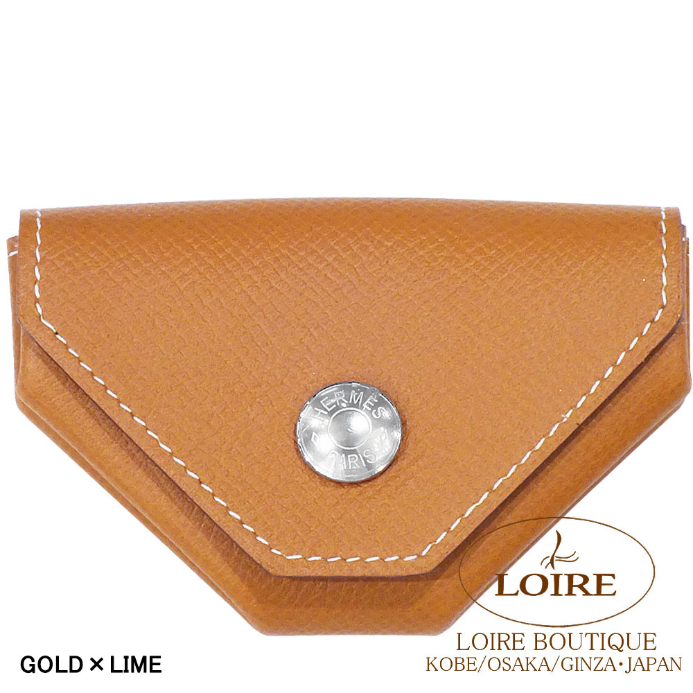 エルメス<br>ル・ヴァンキャトル コインケース<br>ヴェルソ<br>ゴールド×ライム<br>エプソン<br>シルバー金具