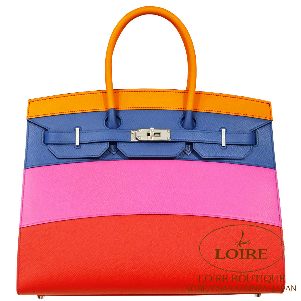 エルメス<br>バーキン 35cm セリエ<br>レインボー<br>アプリコット×ブルーアガット×マグノリア×ルージュカザック<br>エプソン<br>シルバー金具