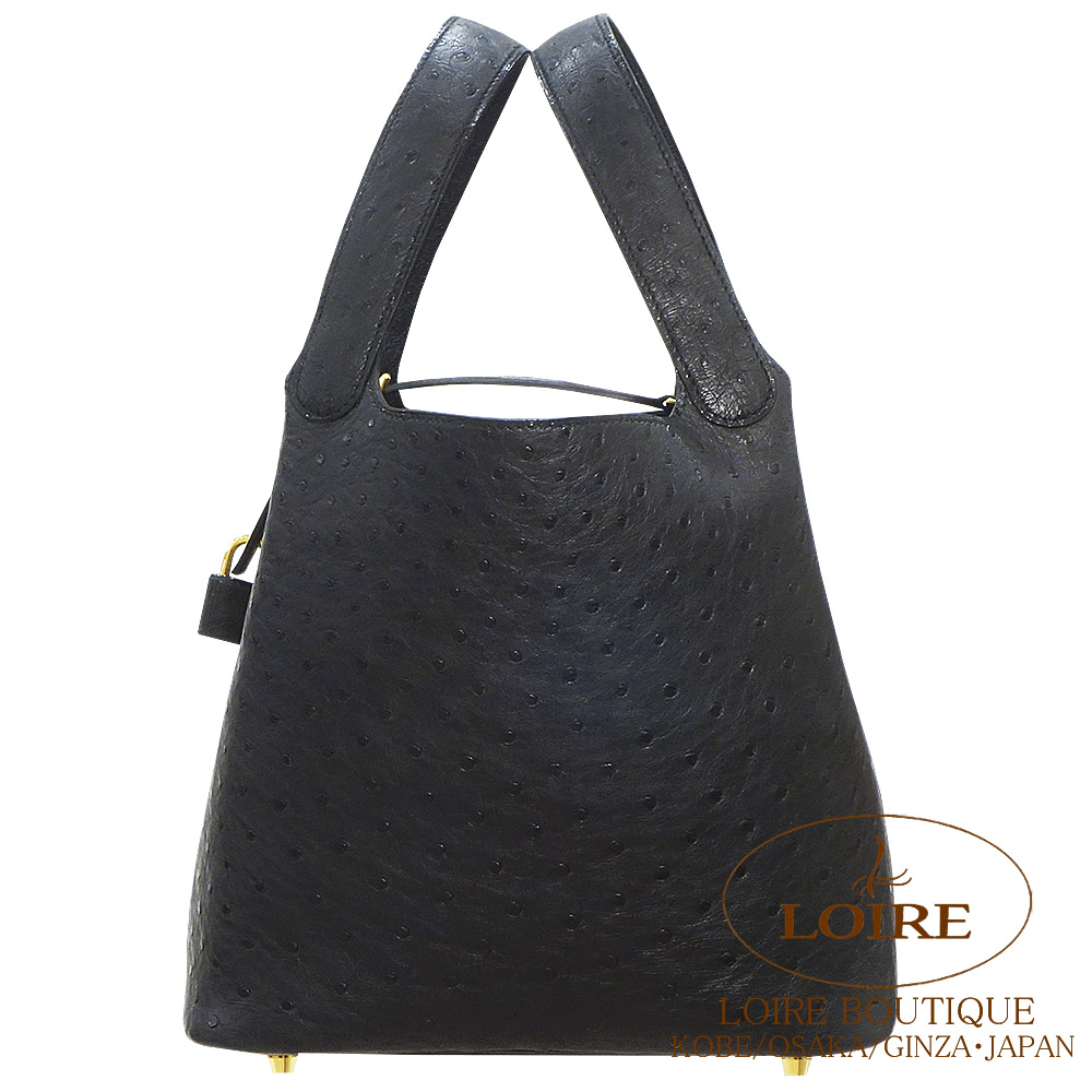 エルメス<br>ピコタンロック MM<br>クロ<br>オーストリッチ<br>ゴールド金具 