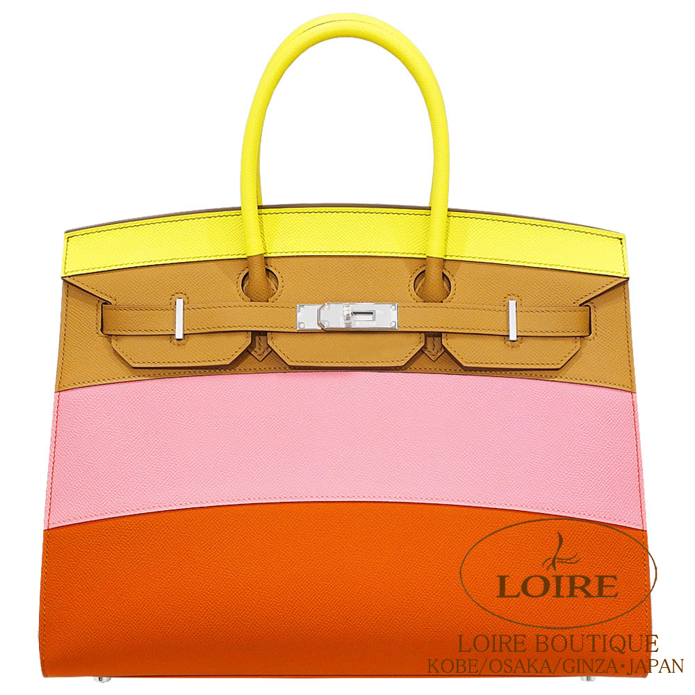 エルメス<br>バーキン 35cm セリエ<br>レインボー<br>ライム×セサミ×ローズ コンフェッティ×テールバテュー<br>エプソン<br>シルバー金具