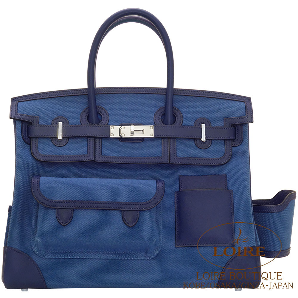 エルメス<br>バーキン 35cm<br>カーゴ<br>ブルーエジェ×ネイビー<br>トワルアッシュ×スイフト<br>シルバー金具　