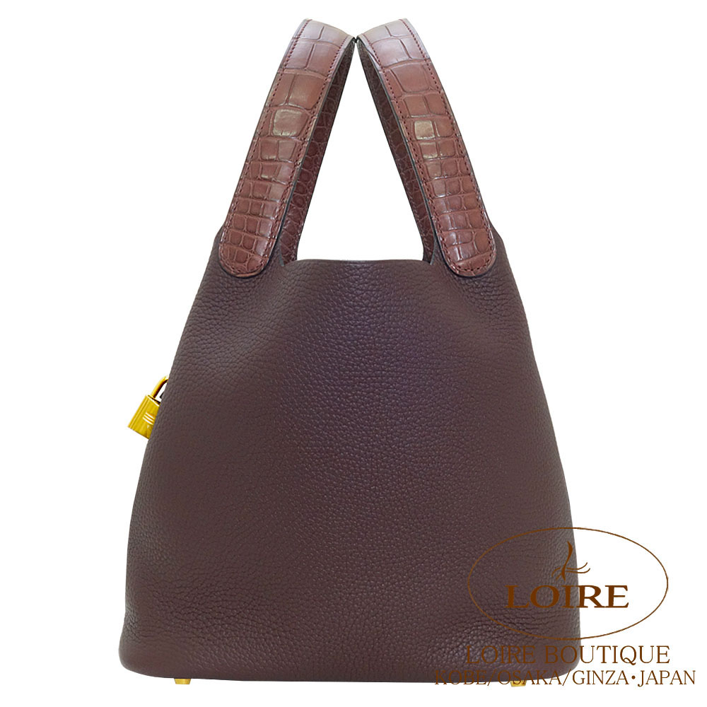 エルメス<br>ピコタンロック MM<br>タッチ<br>ルージュセリエ<br>クレマンス×クロコダイル アリゲーターマット<br>ゴールド金具 