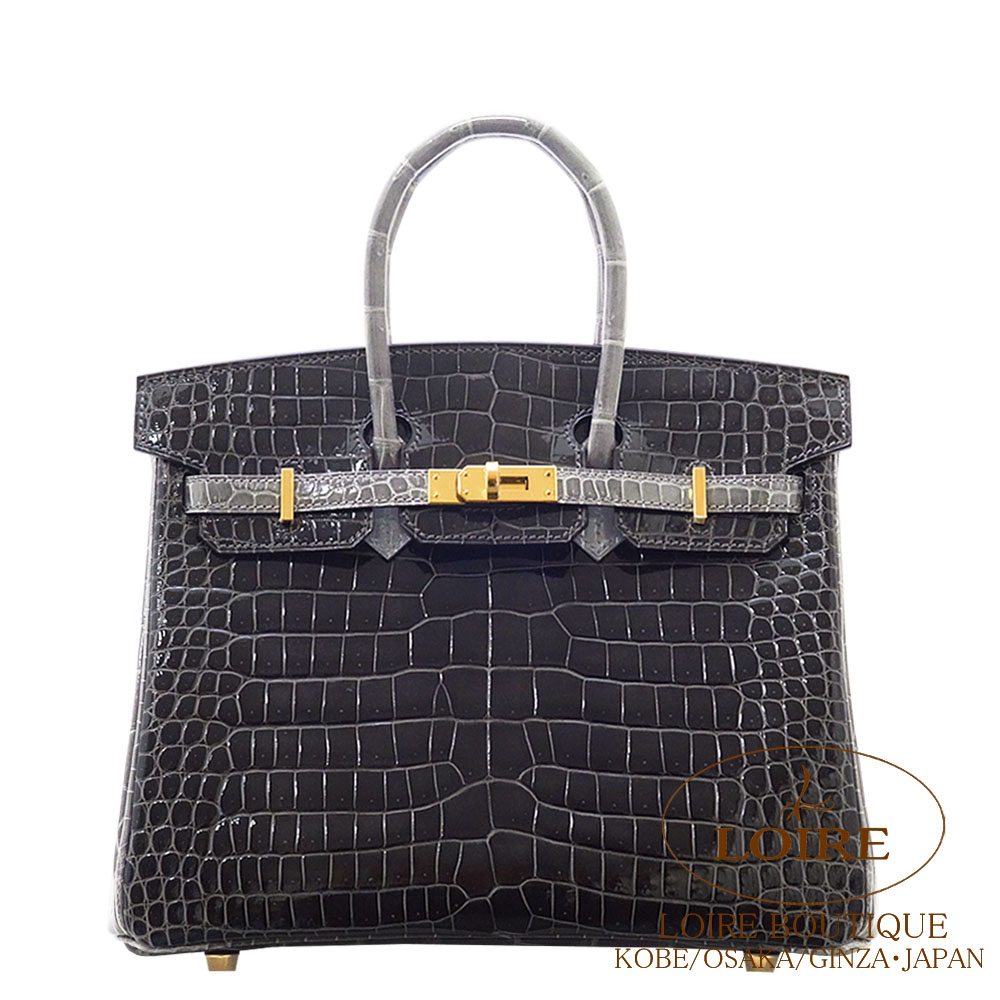 エルメス<br>バーキン 25cm<br>パーソナル<br>グラファイト×グリトゥールトゥレール<br>クロコダイル ポロサス<br>ゴールド金具　
