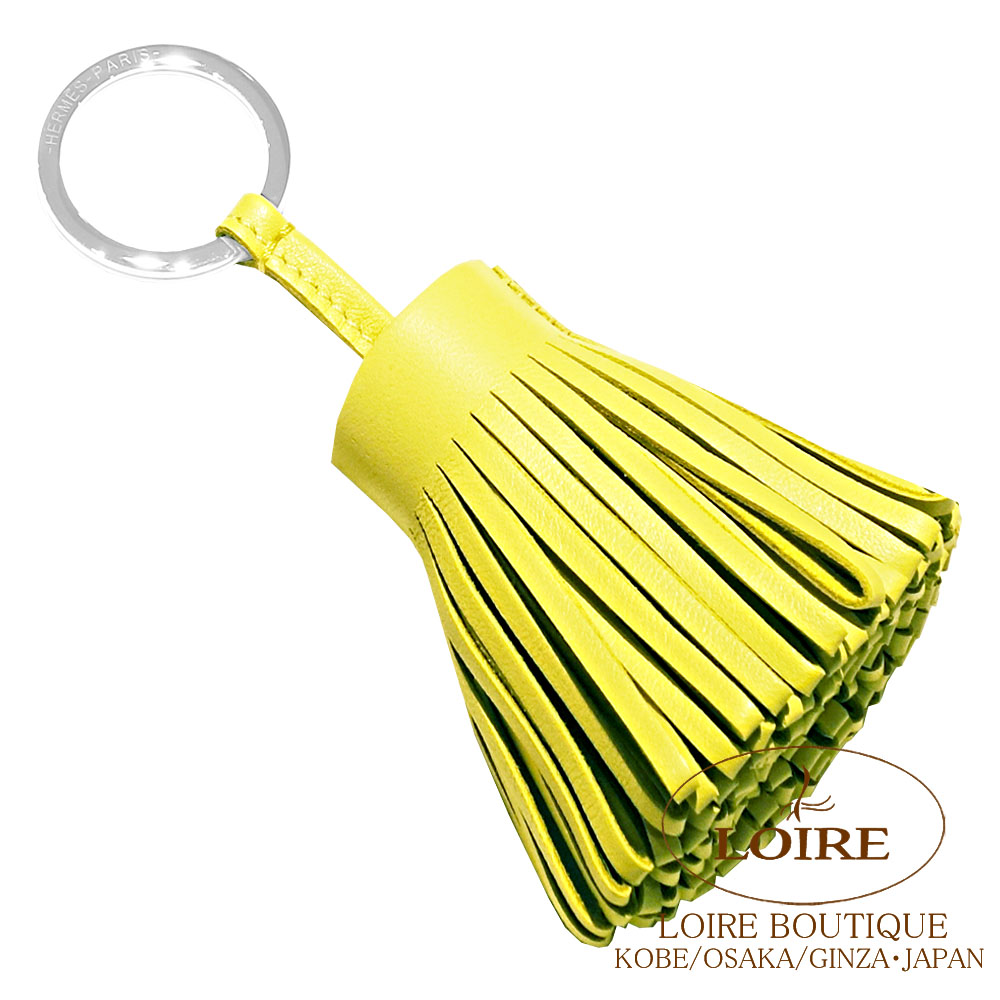 エルメス<br>カルメン キーリング<br>ライム<br>ラムスキン<br>シルバー金具　