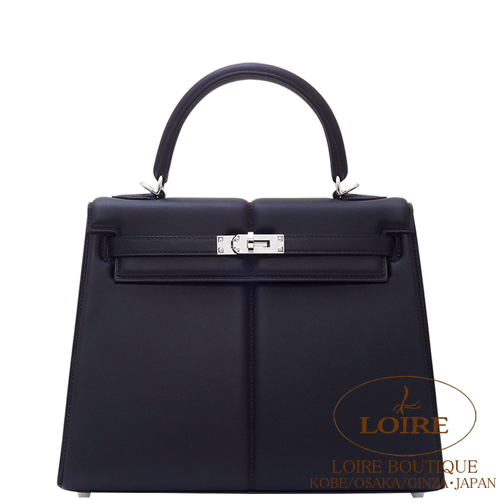 エルメス<br>ケリー 25cm 外縫い<br>パデッド<br>クロ<br>スイフト<br>シルバー金具