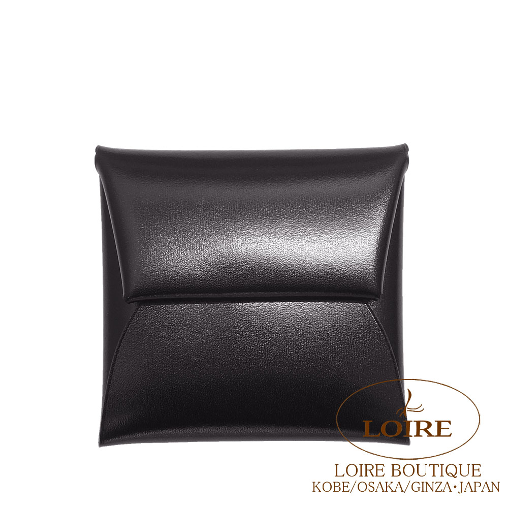 エルメス<br>バスティア コインケース<br>クロ<br>ボックスカーフ<br>シルバー金具