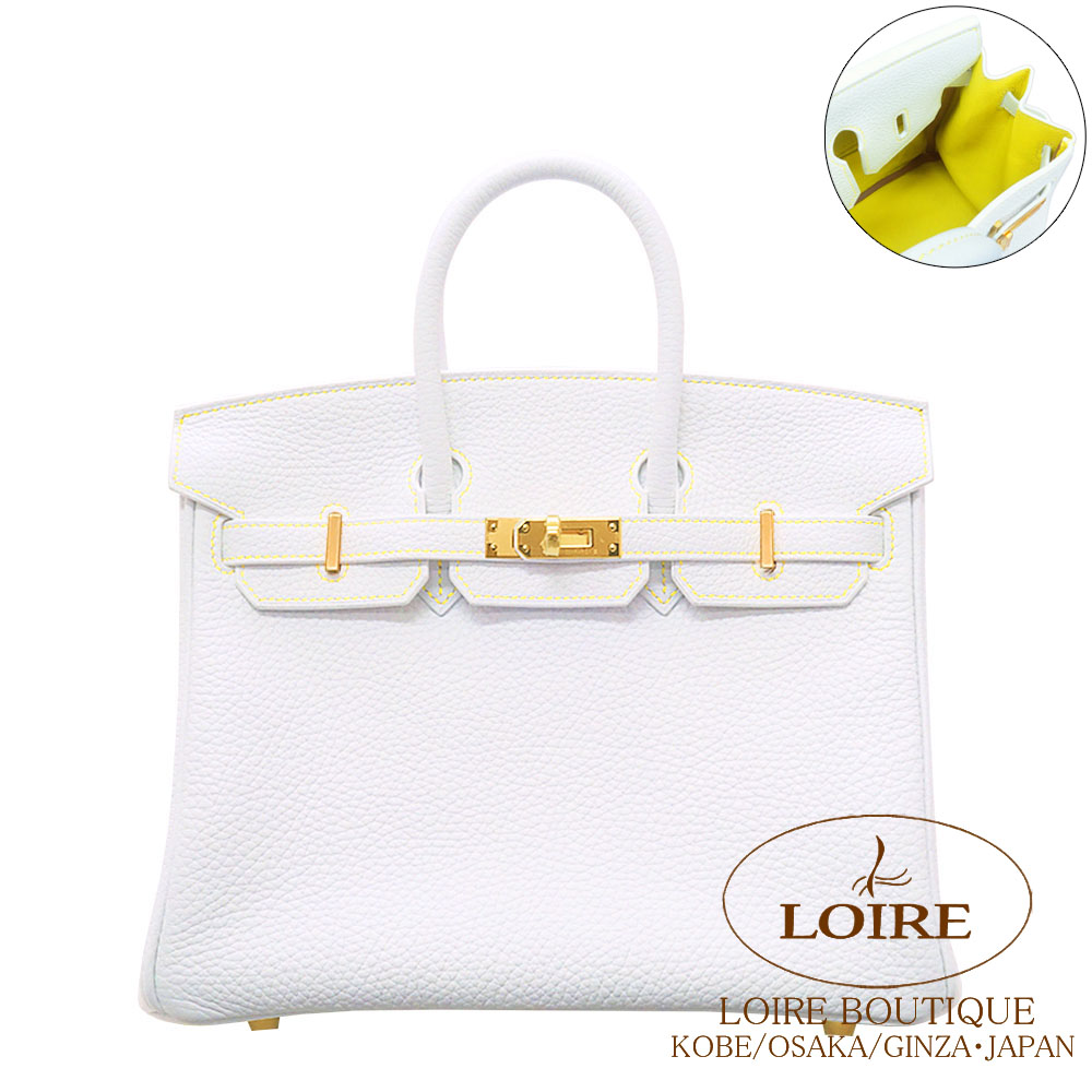 エルメス<br>バーキン 25cm<br>パーソナル<br>シロ×内側ライム(ライムステッチ)<br>クレマンス<br>ゴールド金具