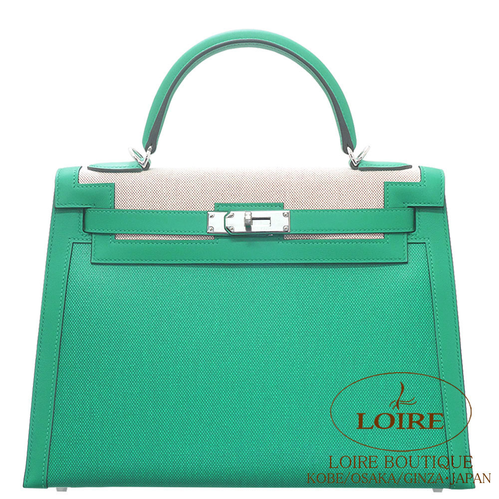 エルメス<br>ケリー 32cm 外縫い<br>ミント×エクリュ<br>トワルアッシュベルリンヌ×スイフト<br>シルバー金具