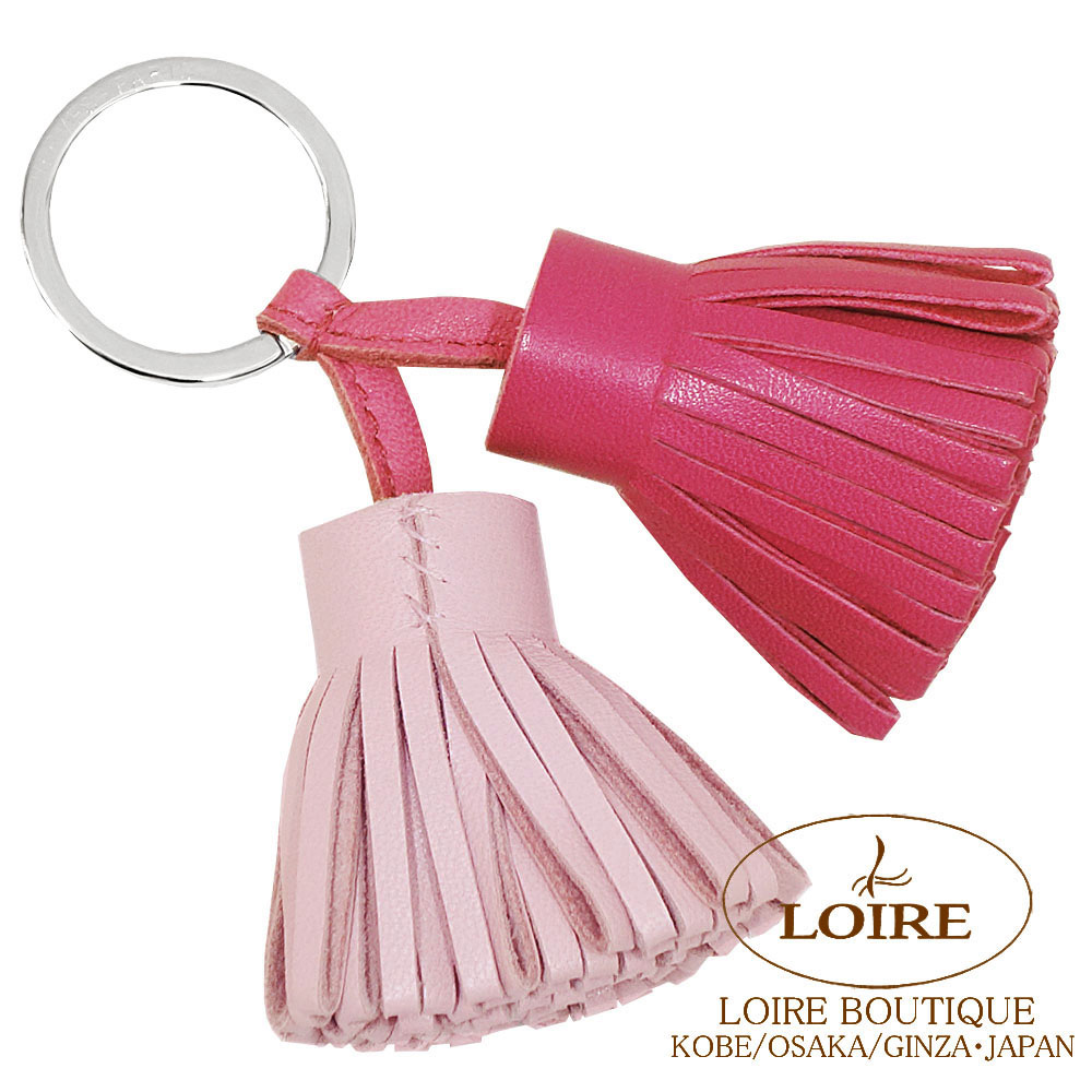 エルメス<br>カルメン ウノドス キーリング<br>ローズショッキング×ローズサクラ<br>ラムスキン<br>シルバー金具　