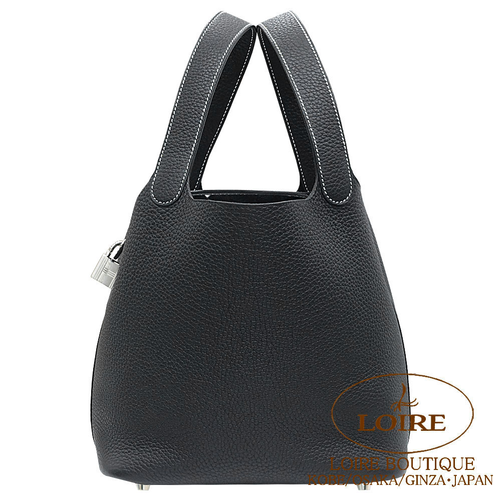 エルメス<br>ピコタンロック MM<br>クロ（シロステッチ）<br>クレマンス<br>シルバー金具 