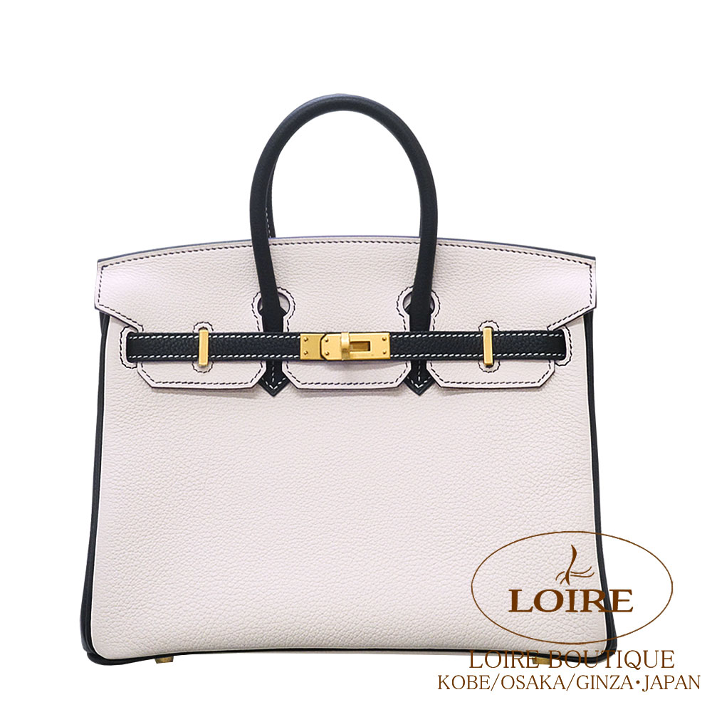 エルメス<br>バーキン 25cm<br>パーソナル<br>クレ×クロ(クロ×シロステッチ)<br>トゴ<br>マットゴールド金具