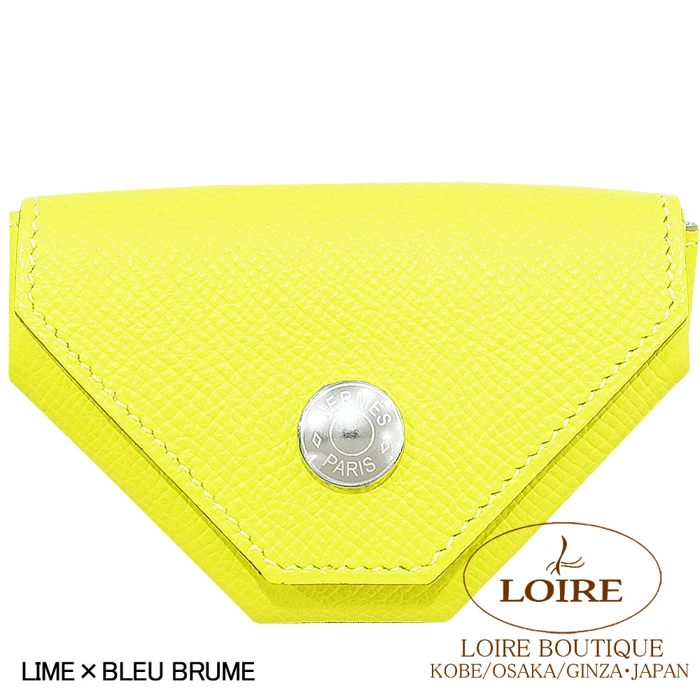 エルメス<br>ル・ヴァンキャトル コインケース<br>ヴェルソ<br>ライム×ブルーブリュム<br>エプソン<br>シルバー金具