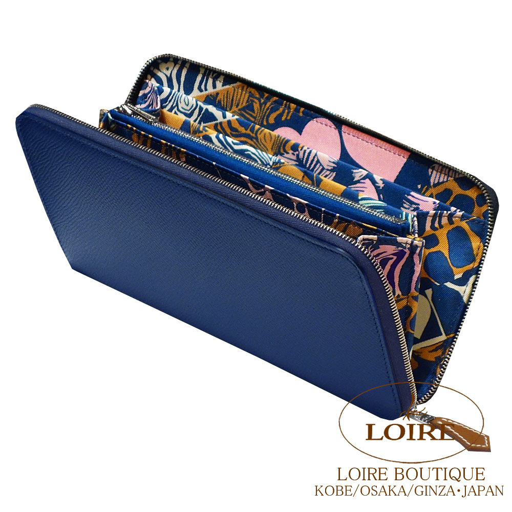 エルメス<br>アザップ シルクイン ロング<br>ブルードプリュス×ブルーネイビー<br>エプソン×シルク<br>シルバー金具