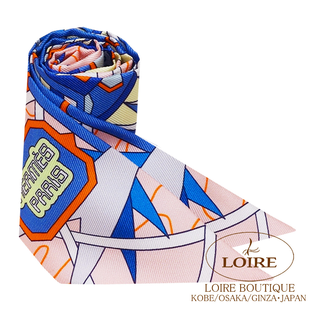 エルメス<br>トゥイリー<br>エルメスのスカーフオデッセイ<br>ローズペール×ブルー×ジョーヌ<br>シルク