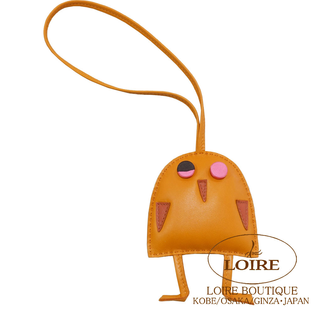 エルメス<br>petit h [プティ アッシュ] チャーム<br>フクロウ<br>オレンジ<br>アニオン×コットン