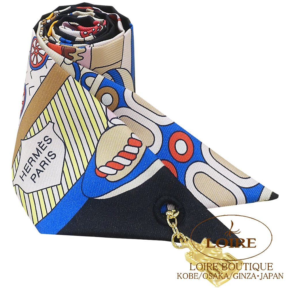 エルメス<br>トゥイリーチャーム<br>パティスリー・フランセーズ<br>クロ×シロ×ブルー<br>シルク