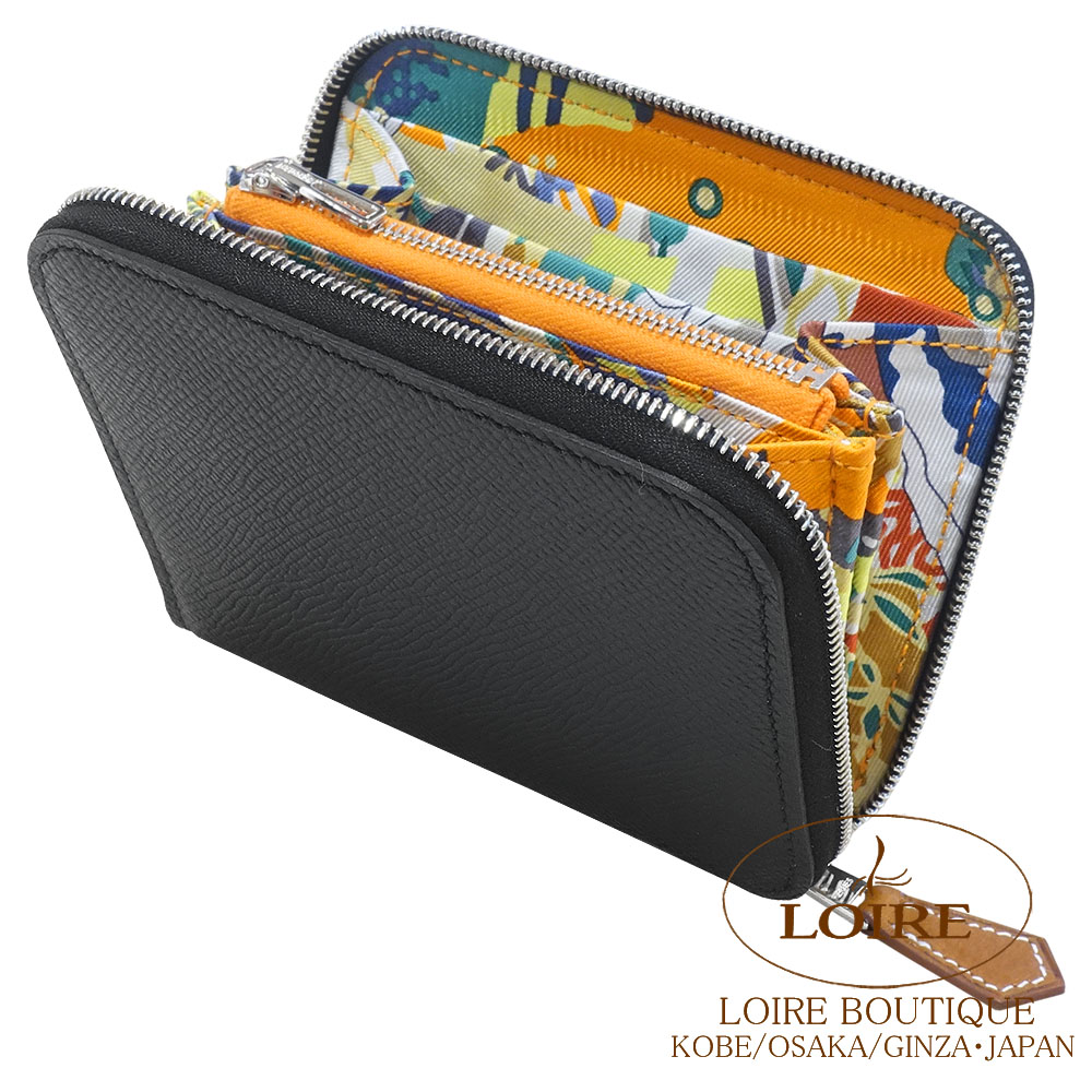 エルメス<br>アザップ シルクイン コンパクト<br>クロ×オレンジ<br>エプソン×シルク<br>シルバー金具　