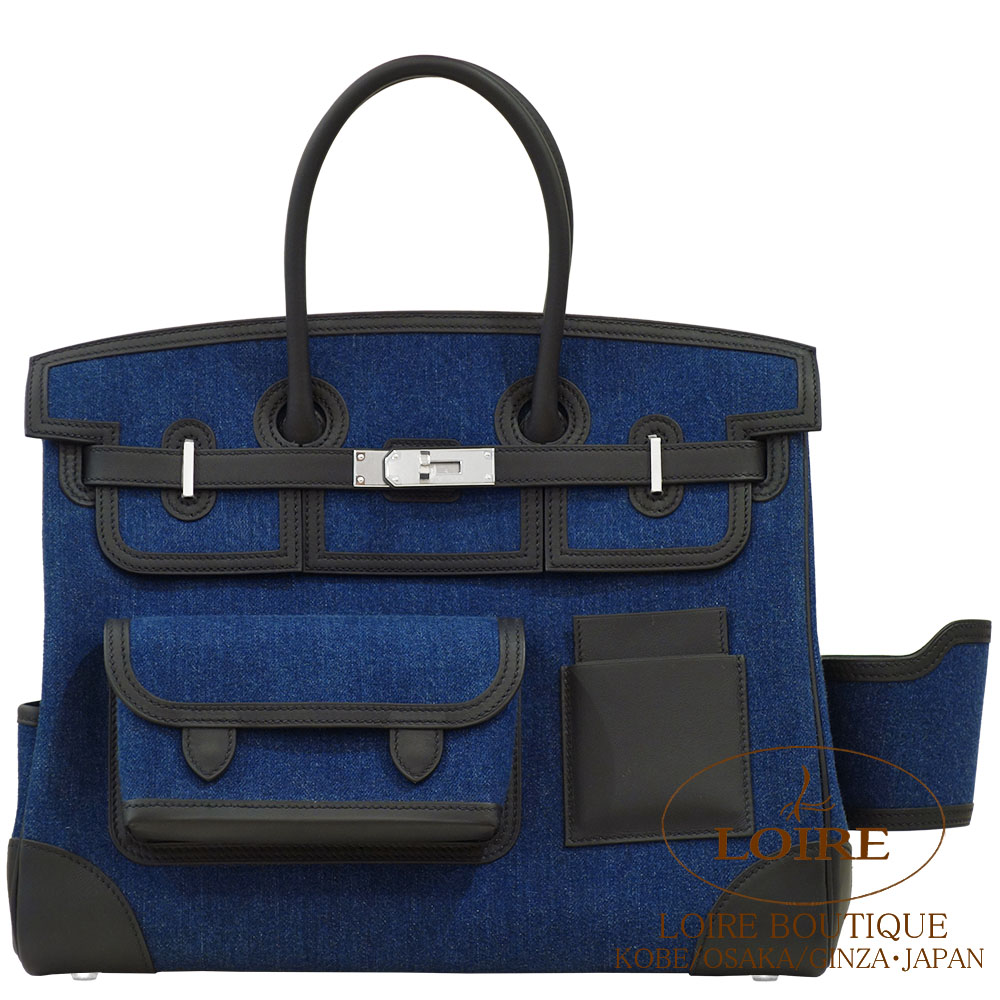 エルメス<br>バーキン 35cm<br>カーゴ<br>デニムモワイアン×クロ<br>デニム×スイフト<br>シルバー金具　
